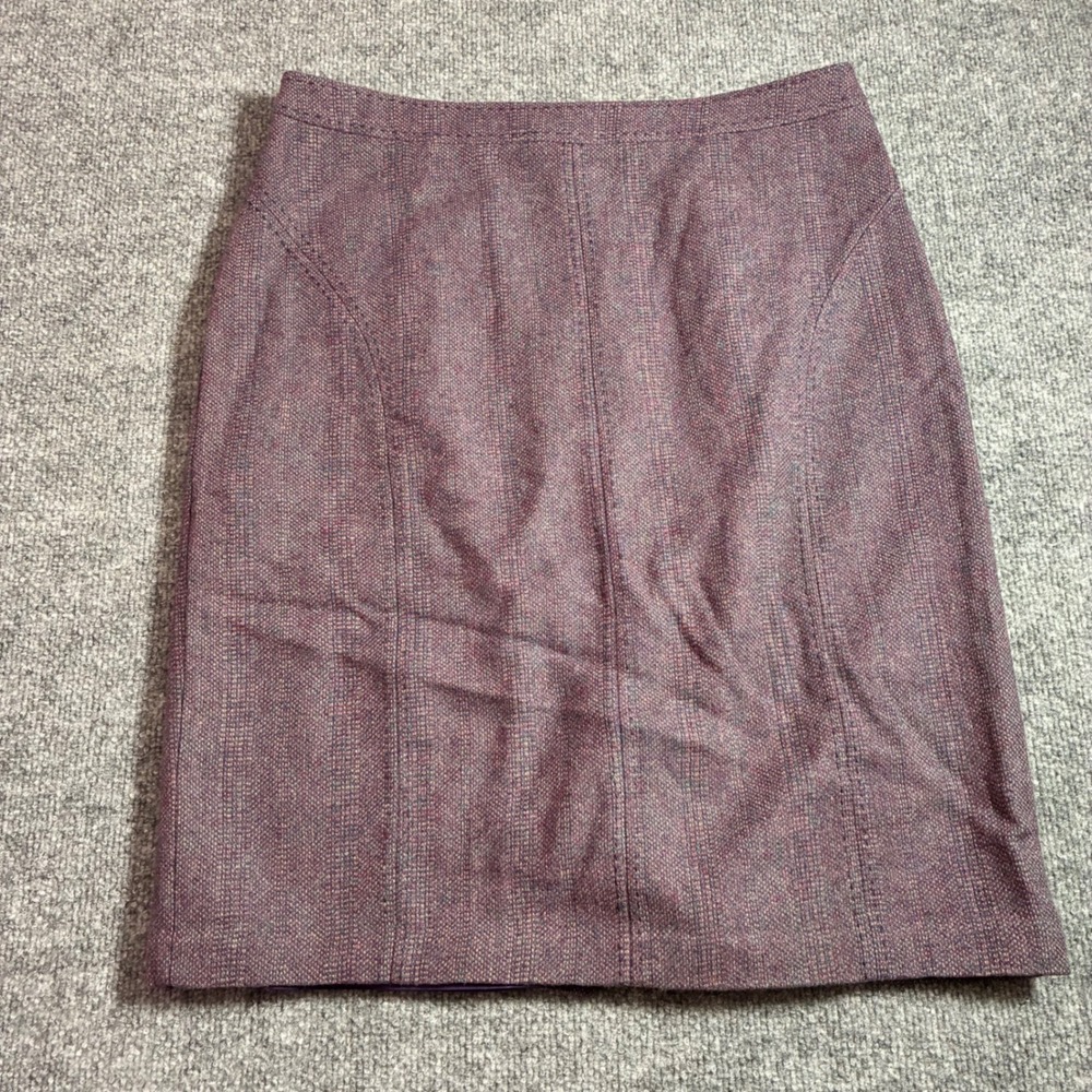 Coldwater Creek‎ Tweed Pencil Skirt Womens 12 Purple Wool Blend Lined